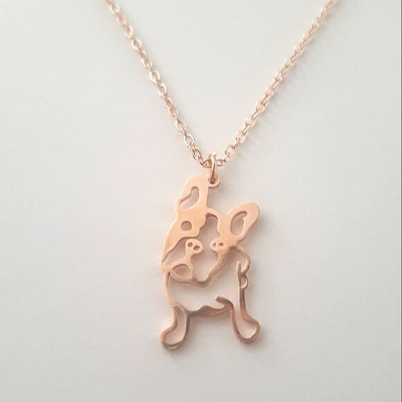 French Bulldog Shiny Charm Stainless Steel Adjustable 18" - 20" Necklace - Picture 3 of 12